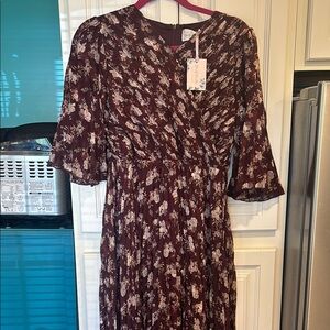 Dainty Jewells Burgundy Floral Midi Dress